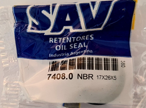 Retentor 17x26x5 Com Mola Labio Duplo Sav 7408