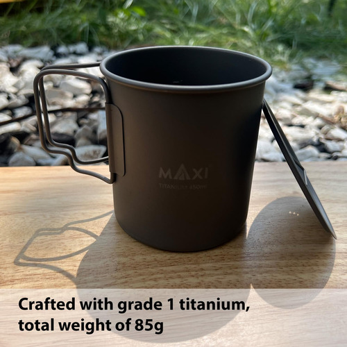 Taza Portátil De Titanio 450 Ml Con Tapa Para Exteriores