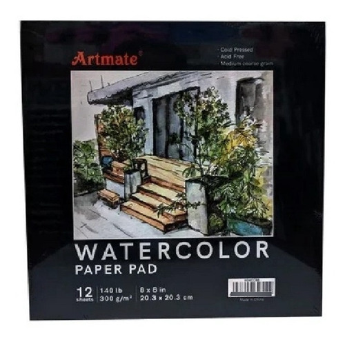 Block Acuarela Artmate 12 Hojas 300 Gr 20.3*20.3 (cc88)