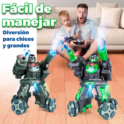 Robot Juguete Control Remoto Batalla Rociador Bola Hidrogel Color Plata Ele-Gate JUG.JC09