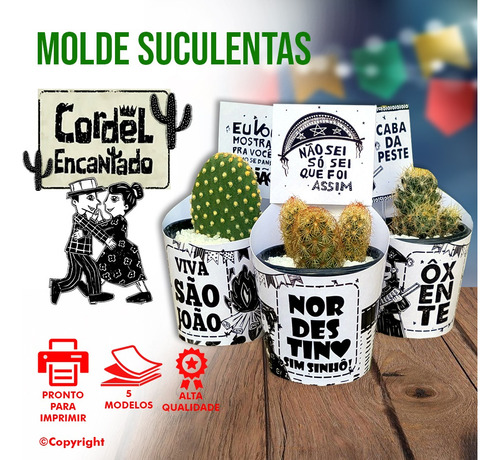 5 Moldes Cordel Encantado - Rótulos De Suculentas P Imprimir