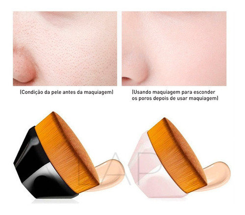 Pincel Mágico Hexagonal Base Maquiagem Tiktok Flawless Brush Cor Preto