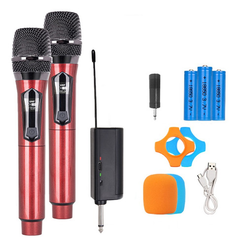 Micrófono Inalámbrico Profesional Karaoke 2 Pzs Con Receptor