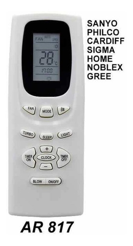 Imagen 2 de 2 de Control Remoto Para Aire Acondicionado Philco, Noblex, Sanyo