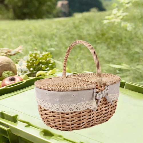 Cesta De Piquenique De Vime, Cesta De Armazenamento De Vime