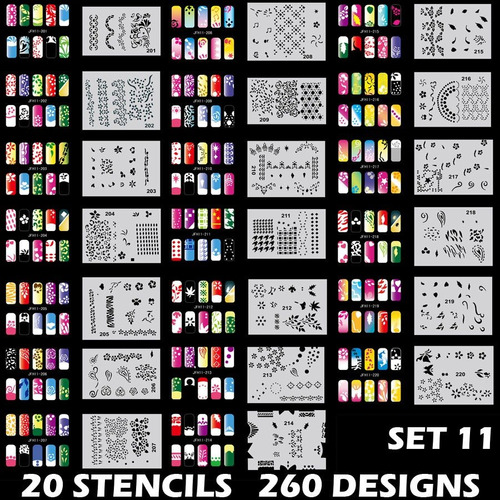 Set De Stencils Plantillas Para Uñas No 11 - 200 Diseños. 