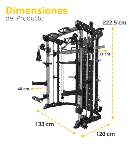Gimnasio Multifuncional Smith Tayga T4 Estructura Negro Tapizado Negro