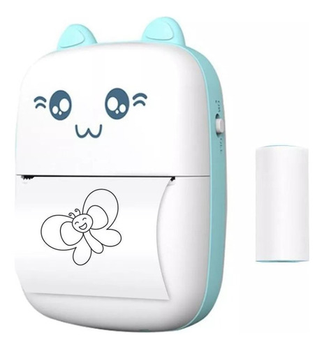 Mini Impresora Térmica Portátil Bluetooth Gatito + 1 Rollo