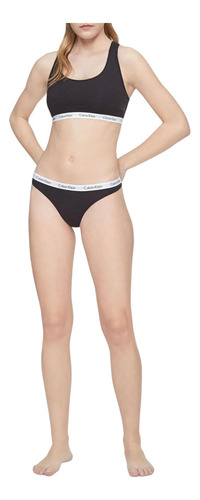 Panties Negro Algodón Tanga Mujer Calvin Klein Original