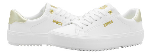 Tenis K-swiss Moda Color Blanco Oro Para Mujer Super Comodos
