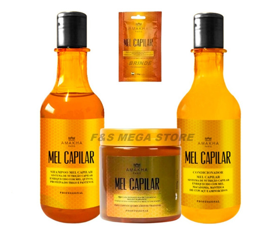  Kit Shampoo Condicionador Pote Mel Capilar Amakha Paris