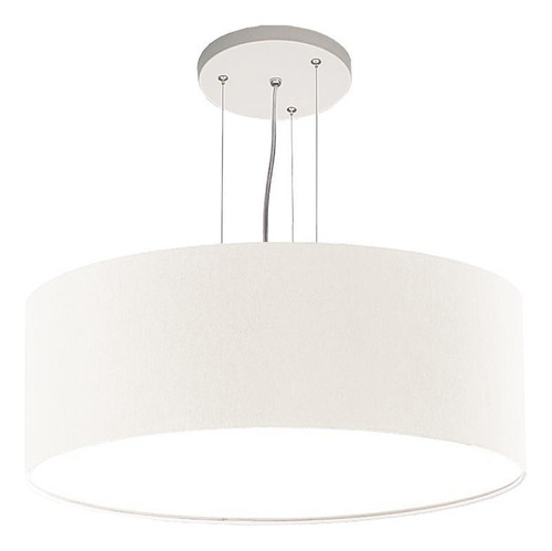 Lustre Pendente Redondo 50x15 Branco - 03 Lâmpadas Led