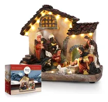 Comprar Pesebre Nacimientos Navideños Resina Con Figuras Luz Led