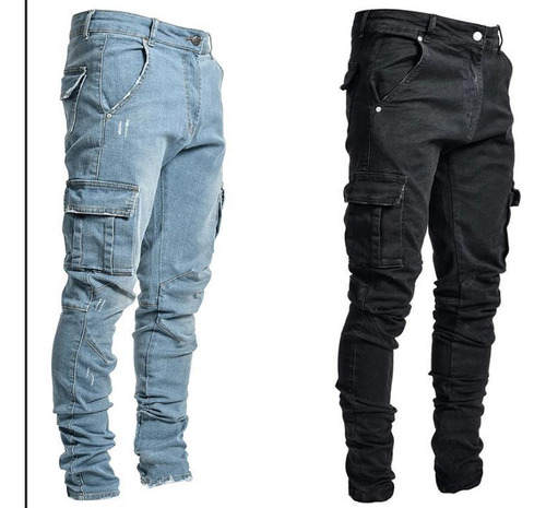 Jeans Ajustados Hombres Con Bolsillos Talones Bajos
