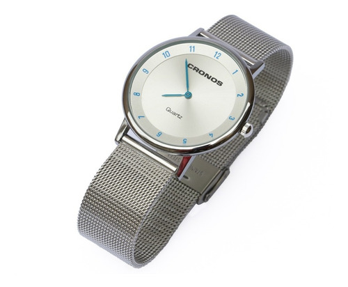 Imagen 3 de 10 de Reloj Cronos Tempus Blue Acero Inox Ultra Fino Resist Agua