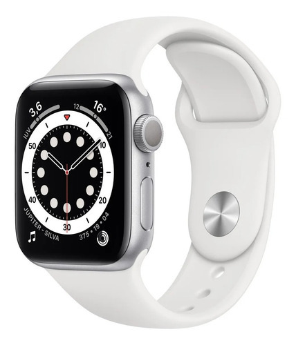 Apple Watch  Series 6 (GPS) - Caixa de alumínio prata de 40 mm - Pulseira esportiva branco