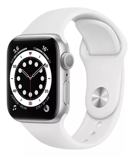 Apple Watch Series 6 (GPS) - Caixa de alumínio prateado de 40 mm - Pulseira esportiva branco