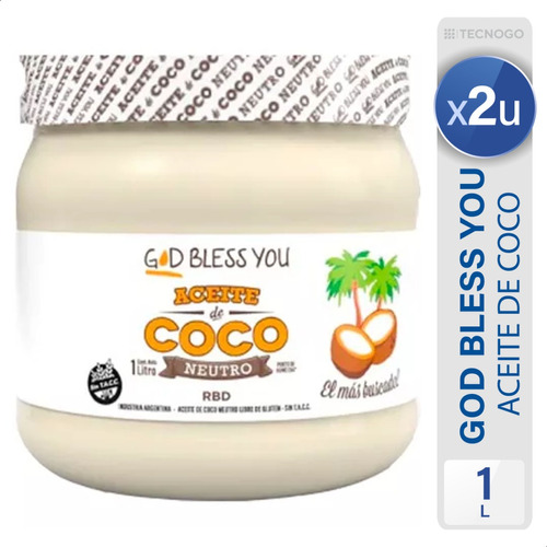 Aceite De Coco God Bless You Neutro Sin Tacc - Pack X2 Unid