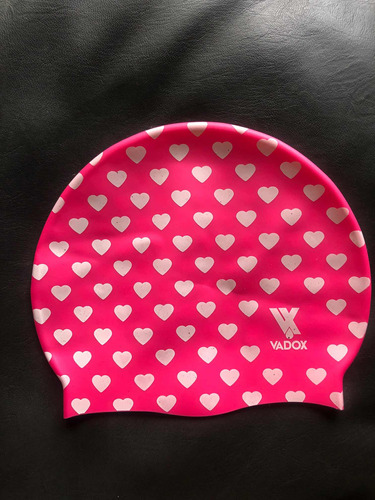 Gorra De Natación Vadox. Rosa Con Corazones Silicona. Usada