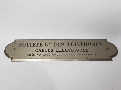 Teléfono Antiguo Cartel Bronce Niquelado Cia. Fr Mag 56157