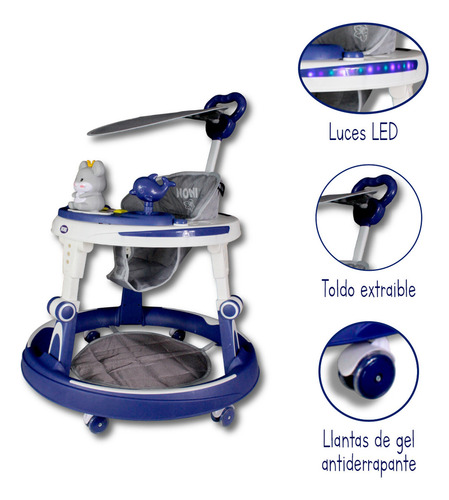 Andadera De Lujo Con Luz Led Y Sonido Noni Is-102b Color Azul