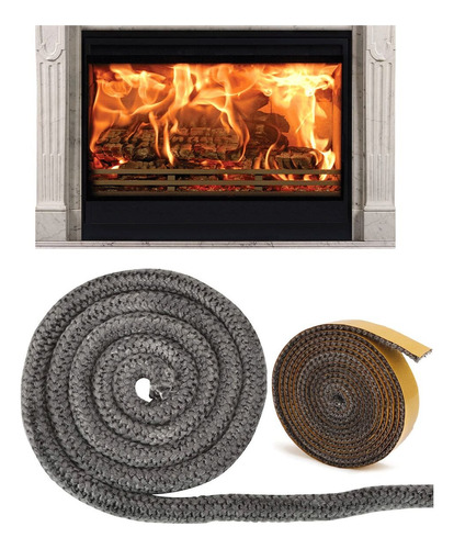 4 Rollo Sello Vidrio Combustion Lenta Cordon P/ Puerta Fuego