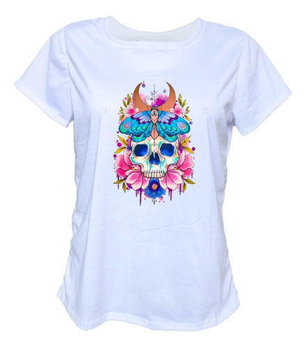 Blusa Playera Calavera Mariposa Camiseta Mujer Halloween