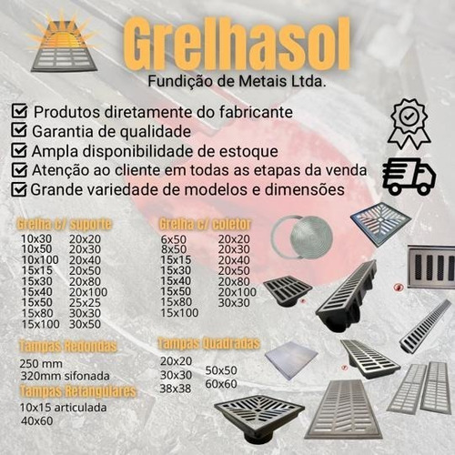 Ralo Linear Grelha Alumínio C/ Coletor Modular 15x50 17 Pçs