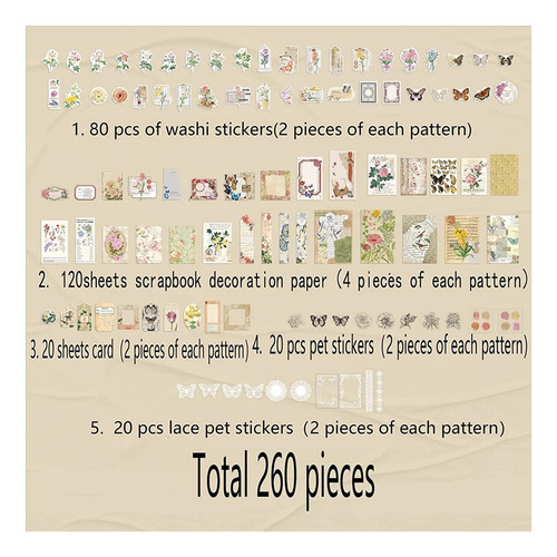 ... Pacote De Scrapbooking Vintage De 260 Unidades,