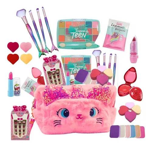Kit Maquiagem Infantil Maleta Com Batom Sombra E Gloss