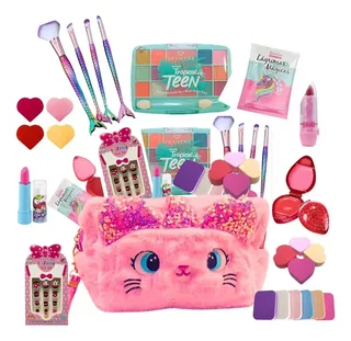 Kit Maquiagem Infantil Maleta Com Batom Sombra E Gloss