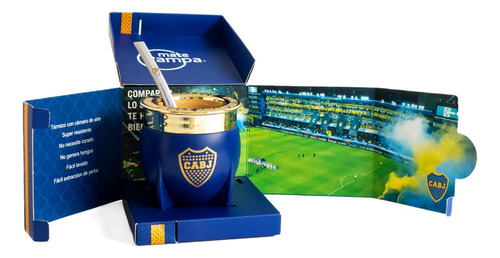 Mate Pampa Xl Boca Juniors + Bombilla Térmico D+m Bazar