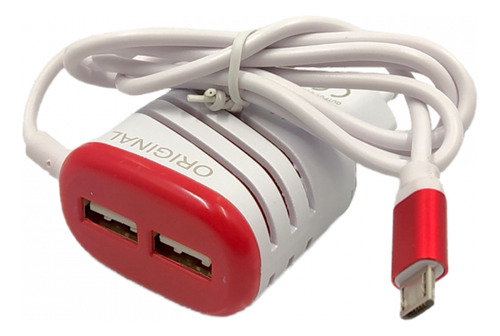 Carregador Completo V8 Com 02 Portas Usb 5.1a Cabo Fixo