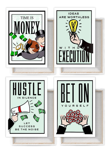 Set De 4 Monopoly Tarjetas Cuadro Decorativo Modernos Canva