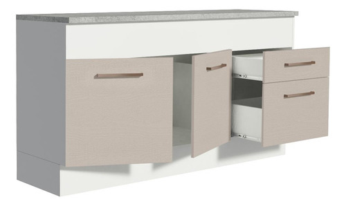 Gabinete Bajo Bufetera Madesa Agata 150cm Con Encimera Bc 03 Color Blanco/Crema