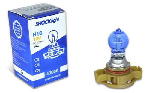 Lampada Super Branca  H16 24w 8500k 12v Halogena Borboleta