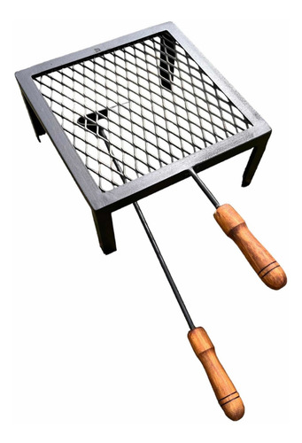 Parrilla 35 X 35 Mango De Madera Y Atizador