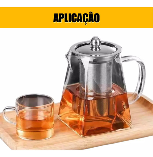 Bule Chaleira Com Infusor Em Vidro Borossilicato Chá Mate Café Gelado Quente 350 Snel Home