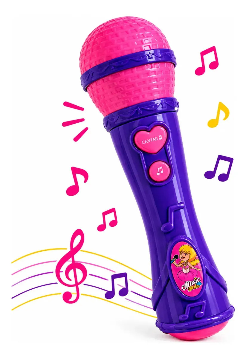 Microfone Infantil Brinquedo Musical Karaokê Cor Menina