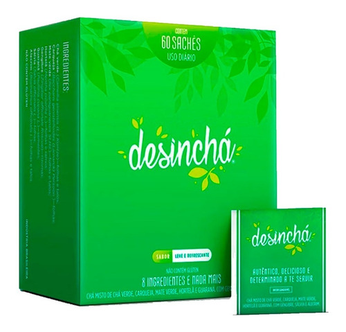 Desinchá 60 Sachês + Desinchá Noite 60 Sachês + 2 Copos