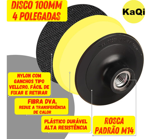 5 Discos 4 Pol 100mm Suporte Politriz Furadeira Lixa M14 Pro
