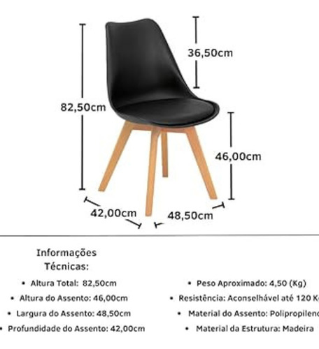 Conjunto Mesa Eiffel 100cm Mdf Tx 04 Cadeiras Leda Saarinen