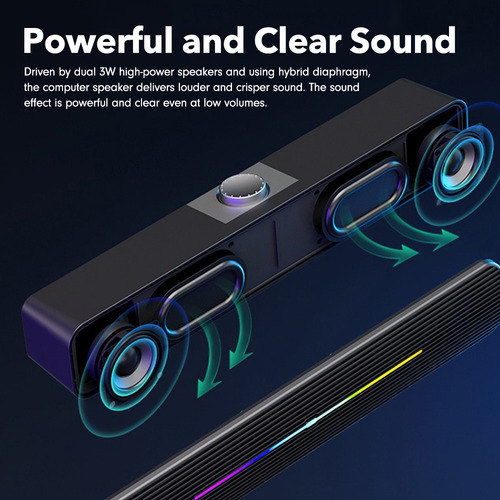 Altavoces Led Para Computadora Con Subwoofer De Bajo Estéreo