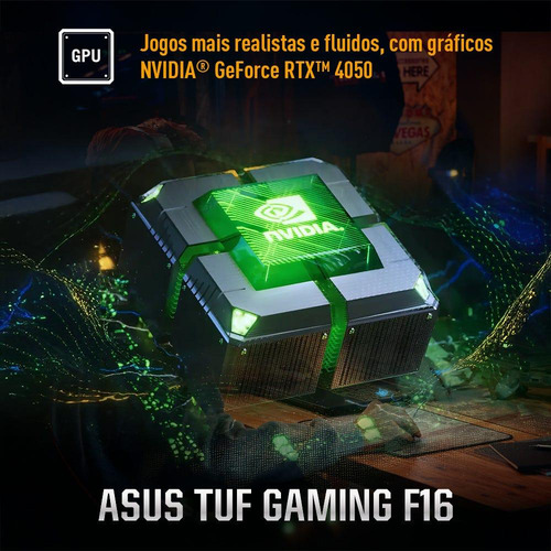 Notebook Asus Tuf Gaming F16 Fx607vu Rtx4050 Intel Core 5 210h 16gb Ram 512gb Ssd Windows 11 Tela Nível Ips 16 Led 144hz Gray - Rl053w