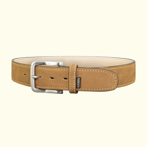 Cinturón Liso Casual De Piel Para Hombre Establo Modelo 101 Color Mango Crazy Talla 42