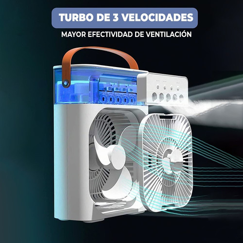 Ventilador Aire Acondicionado Portátil Tanque De Agua Usb Cantidad De Aspas 3 Estructura Blanco Aspas Blanco Diámetro 20 Cm Frecuencia 50 Hz Material De Las Aspas Plástico