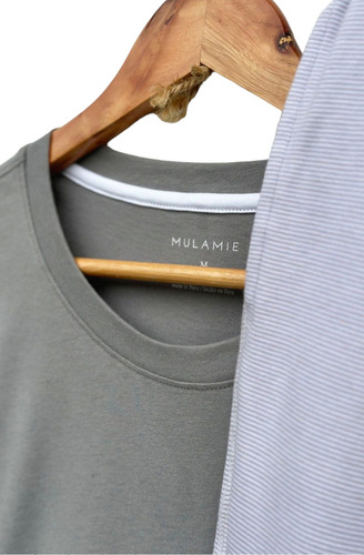 Pijama Largo Hombre Invierno Gris Algodon Pima. Mulamie