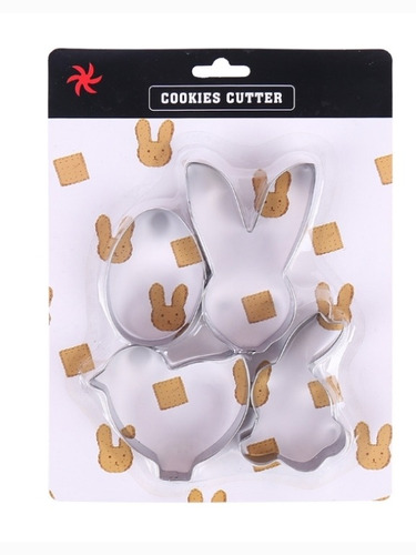 Set De 4 Cortantes Pascuas En Acero Inoxidable