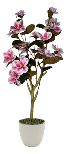 Planta Artificial De Magnolia Con Flores De Tacto Natural.