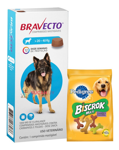 Pastilla Bravecto (3 Meses) - Perros 20 A 40kg + Biscrok!